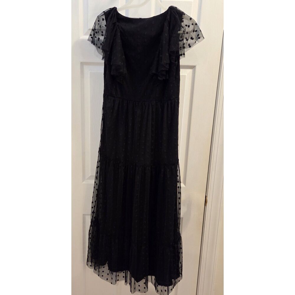 Tuckernuck Black Onyx Giselle Gown Size Small Floral Tulle Embroidery Elegant - Picture 3 of 9